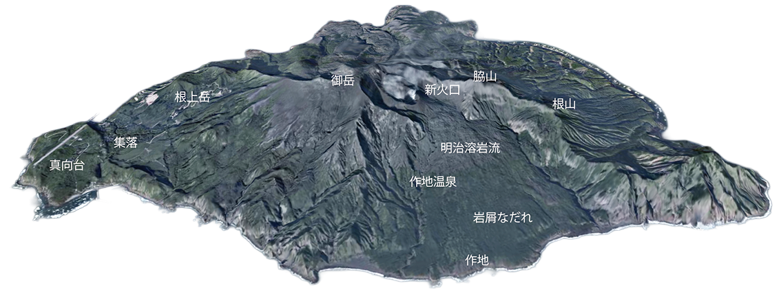 富立火山と白水の滝